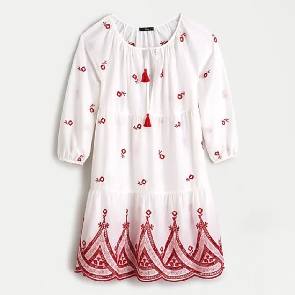 NWT J.Crew Embroidered beach tunic in cotton voile